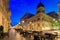 Lodz, Poland - August 24, 2023: Beautiful architecture of Piotrkowska Street in Lodz city at dawn, one of the longest commercial