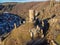 Loewenburg castle ruins with a view of the Philippsburg ruins in Monreal on a beautiful sunny autumn morning