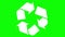 Lofi 16 seconds spinning clockwise recycle symbol on vibrant green background HD video