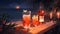 Lofi anime cocktail on a beach bar, summer vibes, illustration wallpaper background, Generative AI