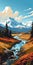 Lofi Denali National Park Landscape Painting With Realistic Color Schemes