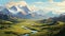 Lofi Digital Painting Of Denali National Park Landscape