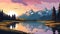 Lofi Grand Teton National Park Landscape: Saturated Palette And Bold Outlines