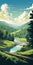 Lofi Landscape Illustration: Cuyahoga Valley National Park In Flat Chromatic Style