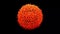 Lofi moving orange cylinders in spherical arrangement 16 seconds on black background