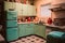 lofie kitchen, with retro appliances and vintage decor