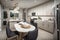 lofie kitchen with sleek modern appliances and cozy breakfast nook