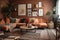 lofie living room with warm tones and cozy throws on the couch