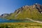 Lofoten Gimsoystraumen bridge in summer, Norway