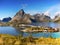 Lofoten Islands, Reine Fjord Coastline Landscape