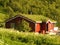 Lofoten\'s lodge with grass on the roof