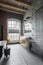 Loft bathroom with wooden ceiling