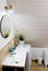 Loft bathroom with wooden ceiling detail