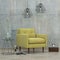 Loft interior room with lamps and yellow sofa, 3D