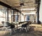 Loft meeting workplace. Loft design. 3d render