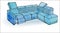 Loft sofa angular modern blue