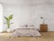 Loft style bedroom with raw concrete ,wooden floor,big window