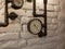 Loft style decor With iron pipes. and incandescent lamps. Loft style wall and steampunk pipes