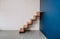 Loft style staircase metal wood corner blue