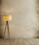 Loft and vintage interior room, floor lamp on flooring and rust