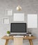 Loft working desk ,mock up ,copy space,template,work from home