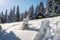 Log cabin, shelter in the winter mountains