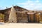 Log cabin stone chimney stack wild west