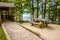 Log cabin surrounded by the forest at lake santeetlah north caro