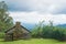 Log Cabin, Valley and Stormy Clouds on the Blue Ridge Parkway