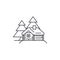 Log cabin vector line icon, sign, illustration on background, editable strokes