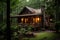 Log Cabin in Woods With Porch, Cozy Retreat Surrounded by Nature, A rustic log cabin nestled in the woods, AI Generated