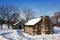 Log Cabins in Snow at Valley Forge National Park