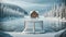 Log Chalet Lakehouse Frozen Wilderness Cabin Home Exterior Wooden House Construction AI Generated