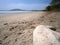 Log lying a empty stretch of beach