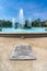 Logan Circle, Swann Memorial Fountain dedication plaque wide with Fountain in background