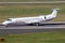 Loganair Embraer ERJ-145EP passenger plane arriving at Dusseldorf Airport. Germany - February 7, 2020