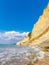 Logas Beach and amazing rocky cliff in Peroulades. Corfu. Greece