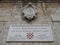 Loggia of Trogir medieval town in Dalmatia Croatia UNESCO World Heritage Site Old city and building detail