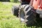 Logging equipment.Harvester and forwarder at the logging site