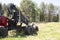 Logging equipment.Harvester and forwarder at the logging site