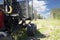 Logging equipment.Harvester and forwarder at the logging site