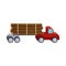 Logging truck logs icon, cartoon style