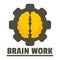 Logic brain work logo, flat style