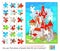 Logic game for children and adults. Can you find pieces of puzzle that fell out of picture? Page for kids brain teaser book. Task