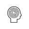 Logic games concept, creative thinking, head maze line icon, mind labyrinth, mental work, strategic thinking, psychology vector