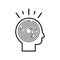 Logic games concept, creative thinking, head maze line icon, mind labyrinth, mental work, strategic thinking, psychology vector