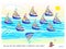 Logic puzzle game for children and adults. Can you find sailboat that is reflected in water? Page for brain teaser book.