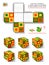 Logic puzzle game for children and adults. Draw the ornaments in empty squares of template so they matches all the cubes.