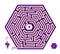 Logic puzzle game with labyrinth for children and adults. Help the wizard find the way to the magic fountain. Maze in spiral