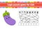 Logic puzzle game. Learning words for kids. Vegetable eggplant. Find the hidden name. Worksheet, Activity page. English game.